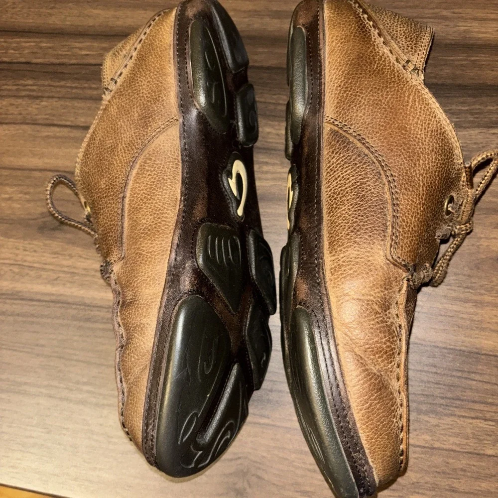 Olukai Men 9 Hamakua Poko Shoes 42 Brown Leather Casual *read Added Foam Insoles